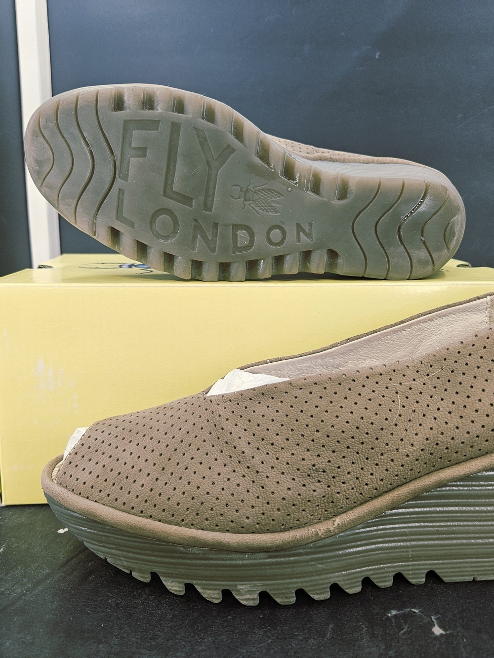Fly London Taupe Perforated Suede Ballet Flats - Picture 6 of 7